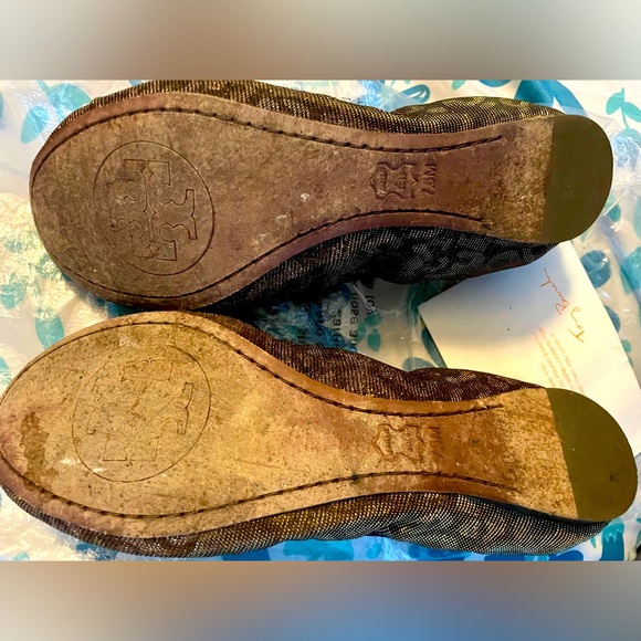 Tory Burch Caroline 2 Leopard Lurex Vegan Elastic Ballet Flat Women's Size 7.5M - Picture 3 of 4